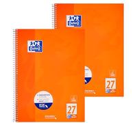 Oxford Lot de 2 cahiers lignés A4 avec double marge, 80 feuilles, orange