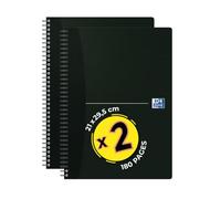 OXFORD Lot de 2 Cahiers Spirales Office Essentials A4 Petits Carreaux 5mm 180 Pages Couverture Carte Noir