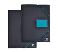 OXFORD Lot de 2 Porte Vues 200 vues / 100 pochettes A4, Haute qualité, Noir et Bleu