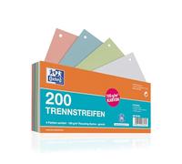 Oxford Lot de 200 intercalaires perforés en carton 190 g/m² 4 couleurs 10,5 x 24 cm