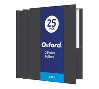 Oxford Lot de 25 chemises à double poche, papier texturé, format lettre, noir, peut contenir 100 feuilles, boîte de 25 (57506EE), 8-1/2 x 11