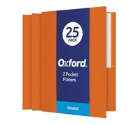 Oxford Lot de 25 chemises à double pochette, papier texturé, format lettre, orange, capacité 100 feuilles, boîte de 25