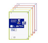 Oxford Lot de 250 feuilles quadrillées perforées A4, 5 x 5, 5 couleurs vives