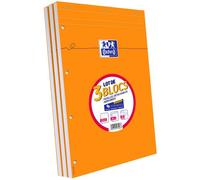 Oxford Lot de 3 Bloc-Notes Agrafés Format A4+ (21 x 31,5cm) 160 Pages Petits Carreaux 5x5mm Perforées Couverture Orange
