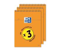 Oxford Lot de 3 Bloc-Notes Orange A6 Petits Carreaux 5mm 80 Feuilles Reliure Intégrale Couverture Carte Enduite Orange