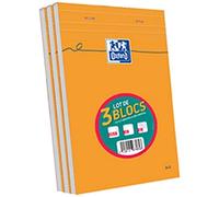 Bloc-notes Oxford orange A5 petits carreaux 5 mm agrafées - 80 feuilles - Lot de 3