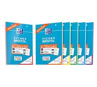 OXFORD Lot de 3 Blocs de 30 Fiches Bristol Perforées 2.0 A5 Q5/5 Bordures couleurs aléatoires