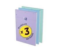 OXFORD Lot de 3 Blocs-notes Smart Pastel A4+ 160 Pages 5x5 Agrafée Couverture Carte Souple Couleurs Assorties