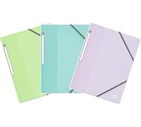 OXFORD Lot de 3 Chemise 3 Rabats School Life A4 avec Elastique Couverture Polypro Coloris Pastels