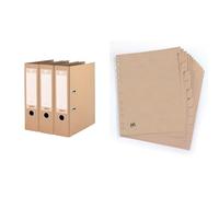 Oxford - Lot de 3 classeurs A4 de 8 cm de large - Bon pour l'environnement - Beige & Intercalaire Neutre Touareg Format A4 avec 12 Positions en Carte Beige Naturel