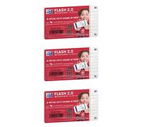OXFORD Lot de 3 Paquets de 32 Fiches Bristol flashcards 2.0 Non Perforées 75x125 mm A7 ligné blanc