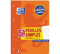 OXFORD Lot de 4 Bloc de Feuilles Simples A4 Petits carreaux 5x5mm 150 Pages perforées collées côté Couverture carte