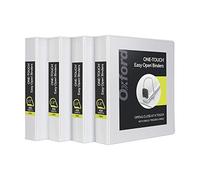 Oxford Lot de 4 classeurs à 3 anneaux, anneaux en D faciles à ouvrir de 3,8 cm, couvertures de classeur à 3 côtés, charnière Xtralife, antiadhésive, sans PVC, blanc, capacité de 375 feuilles, 79906