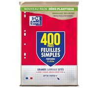 OXFORD Lot de 400 Pages Feuilles Simples Grands Carreaux Seyes Format A4 (21x29,7cm) Perforees