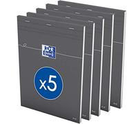 OXFORD Lot de 5 Bloc-Notes Orange A4 Petits Carreaux 5mm 80 Feuilles Agrafées Couverture Carte Enduite Gris