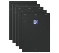 Oxford Lot De 5 Bloc-Notes Smart A4 Quadrill¿ 80 Feuilles Noir