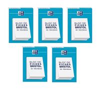 OXFORD Lot de 5 Blocs de 30 Fiches Bristol non Perforées A6 Q5/5 blanc