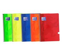 Oxford, Lot de 5 cahiers A4 à carreaux 10 x 10 cm Couverture souple 80 feuilles Couleurs vives