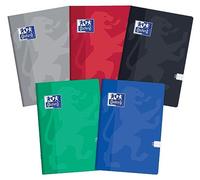 Oxford Lot de 5 cahiers d'école A5 60 feuilles quadrillées Mélange de couleurs