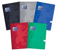 Oxford Lot de 5 cahiers d'école A5 96 feuilles quadrillées Mélange de couleurs
