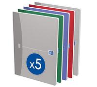 OXFORD Lot de 5 Cahiers Essentials A4 Grands Carreaux Seyès 192 Pages Reliure Brochure Couverture Carte Coloris Assortis