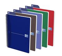 OXFORD Lot De 5 Cahiers Essentials A5 180 Pages Petits Carreaux Reliure Spirale Couverture Carte Coloris Assortis