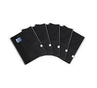 Oxford Lot de 5 cahiers tactiles A4 quadrillage 5 mm Couverture douce au toucher double spirale 180 pages
