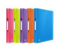 Oxford Lot de 5 classeurs flexibles à 2 anneaux A4, 40 mm, couleurs assorties
