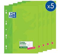 Copies doubles Oxford A4 petits carreaux 5mm margés 200 pages étui carte vert
