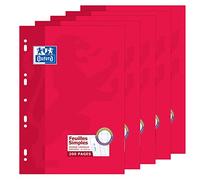 Oxford Lot de 5 Etuis de feuilles simples A4 grands carreaux seyès 100105679
