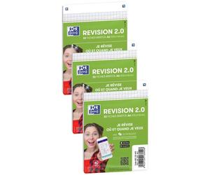 Oxford Lot De 5 Fiches Bristol Revision 2.0 Non Perforées 10.5 X 14.8 Cm A6 Q5/5 Blanc