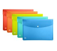 Oxford Lot de 5 porte-documents A3 en plastique transparent 5 couleurs