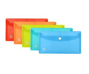 Oxford Lot de 5 porte-documents DIN long en plastique 5 couleurs | Oxford Urban Lot de 5 porte-documents DIN long, translucides, bleu, jaune, orange, rouge, vert