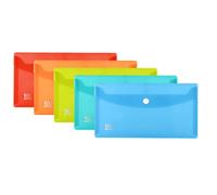Oxford Lot de 5 porte-documents DIN longs, en plastique transparent, 5 couleurs, bleu, jaune, orange, rouge, vert
