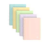 Oxford Lot De 5 Protège-Documents Spiralé School Life Pastel A5 40p Coloris Aléatoires