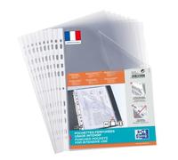 Oxford Pochettes perforées A4 Polypro lisse 9/100ème – Lot de 50 Incolore