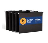 Oxford Lot de 6 dossiers suspendus, format lettre (21,6 x 27,9 cm), noir, coupe 1/5 pour 5 positions d'onglet, onglets et inserts, fichiers suspendus pour bureau et organisation de documents