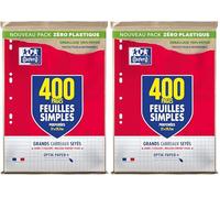 OXFORD Lot de 800 Pages Feuilles Simples Grands Carreaux Seyes Format A4 (21x29,7cm) Perforees