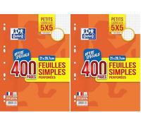 OXFORD Lot de 800 Pages Feuilles Simples Petits Carreaux 5x5 Format A4 (21x29,7cm) Perforées