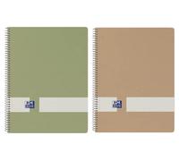 Oxford Nature Lot de 2 Cahiers A5+ Cartonnés 5x5 cm Carton Recyclé 80 Feuilles Micro-perforées Couleurs Neutres