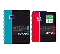 Oxford NomadBook A4+ 24 x 32cm Grands Carreaux Seyès 160 Pages 90g & ActiveBook Cahier à Spirales Format A4+ 160 Pages Grands Carreaux Seyès Couverture Polypro Couleur Aléatoire