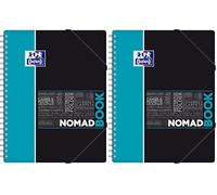 Oxford NomadBook A4Plus 24 x 32 cm Grands Carreaux Seyès 160 Pages 90 g - Noir/Bleu (Lot de 2)