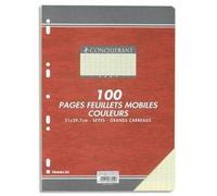 OXFORD OFFICE Feuillets mobiles 21x29,7 cm 100 pages grands carreaux jaunes 80g