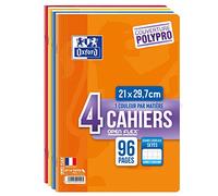 Oxford OpenFlex Lot de 4 Cahiers 96 pages Seyès A4 Couleurs Assortis