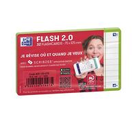 Oxford Lot De 5 Paquets De 32 Fiches Bristol Flashcards 2.0 Non Perforées 75x125 Mm A7 Ligné Vert