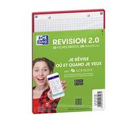 OXFORD Paquet de 32 Fiches Bristol revision 2.0 Perforées 148x210 mm A5 Q5/5 rouge