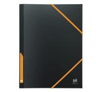OXFORD Pochette Plastique 3 Rabats For Students A4 avec Elastique Dos 30mm Couverture Polypro Bicolore Noir/Orange