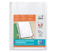 Oxford Pochettes perforées transparentes à soufflet A4 PP lisse - Lot de 10