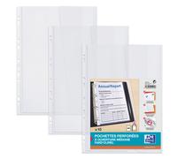 Oxford Pochettes perforées transparentes Fars'Clirel A4 à rabat PVC lisse - Lot de 10