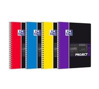 Oxford ProjectBook Cahier à Spirales Format A4+ 200 Pages Grands Carreaux Seyès Couverture Polypro Couleur Aléatoire